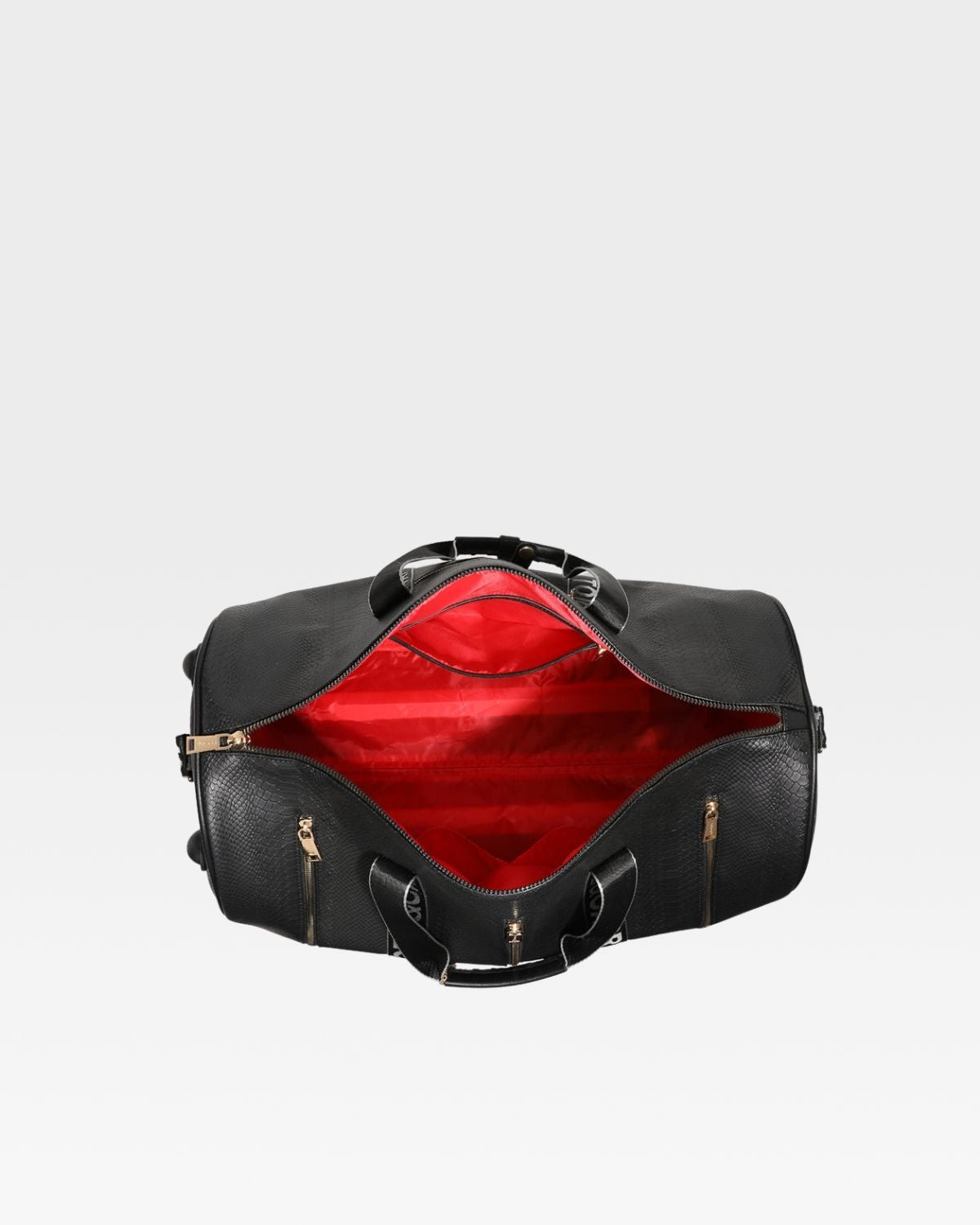 Black Rolling Duffle Bag with Caution Tape Design - Perfect for Travel, Gym & Work Commute | Heavy-Duty Wheels & Spacious Storage