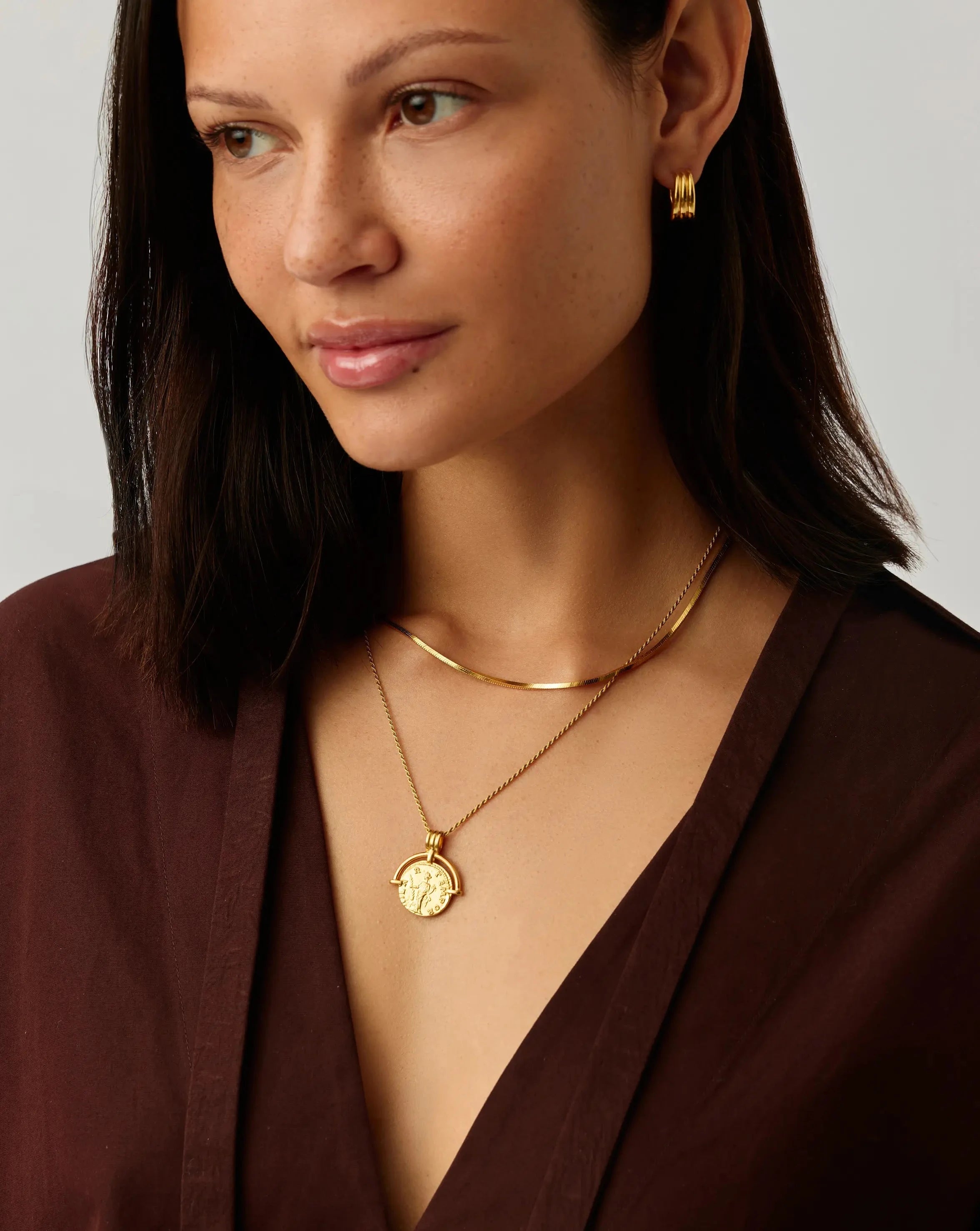 Lucy Williams Roman Arc & Snake Necklace Set - 18k Gold Plated & Vermeil Jewelry for Women | Elegant Layered Necklace for Party, Date Night & Special Occasions