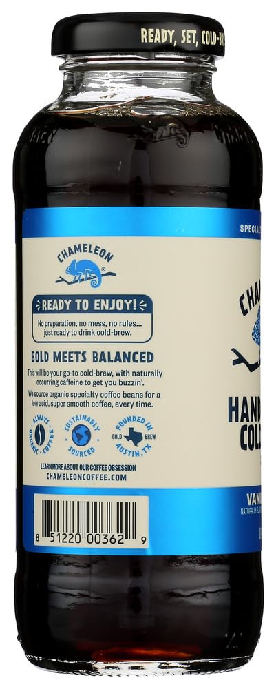 Chameleon Cold-Brew Vanilla Ready-to-Drink Coffee 12 Pack - Smooth & Convenient Iced Coffee for Home, Office & On-the-Go