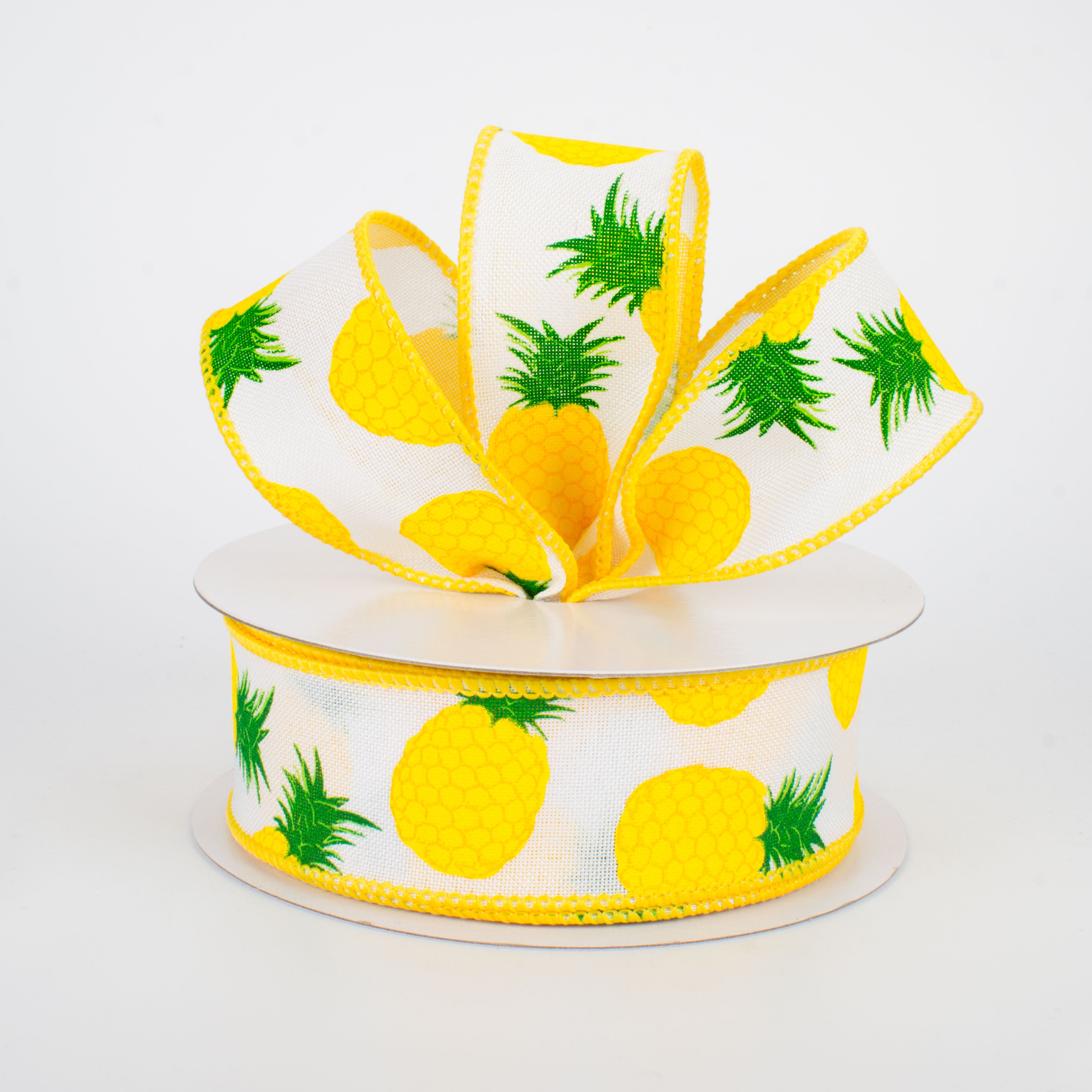 1.5 Inch Pineapple Ribbon - White Decorative Ribbon (10 Yards) for Gift Wrapping, DIY Crafts, and Party Decorations