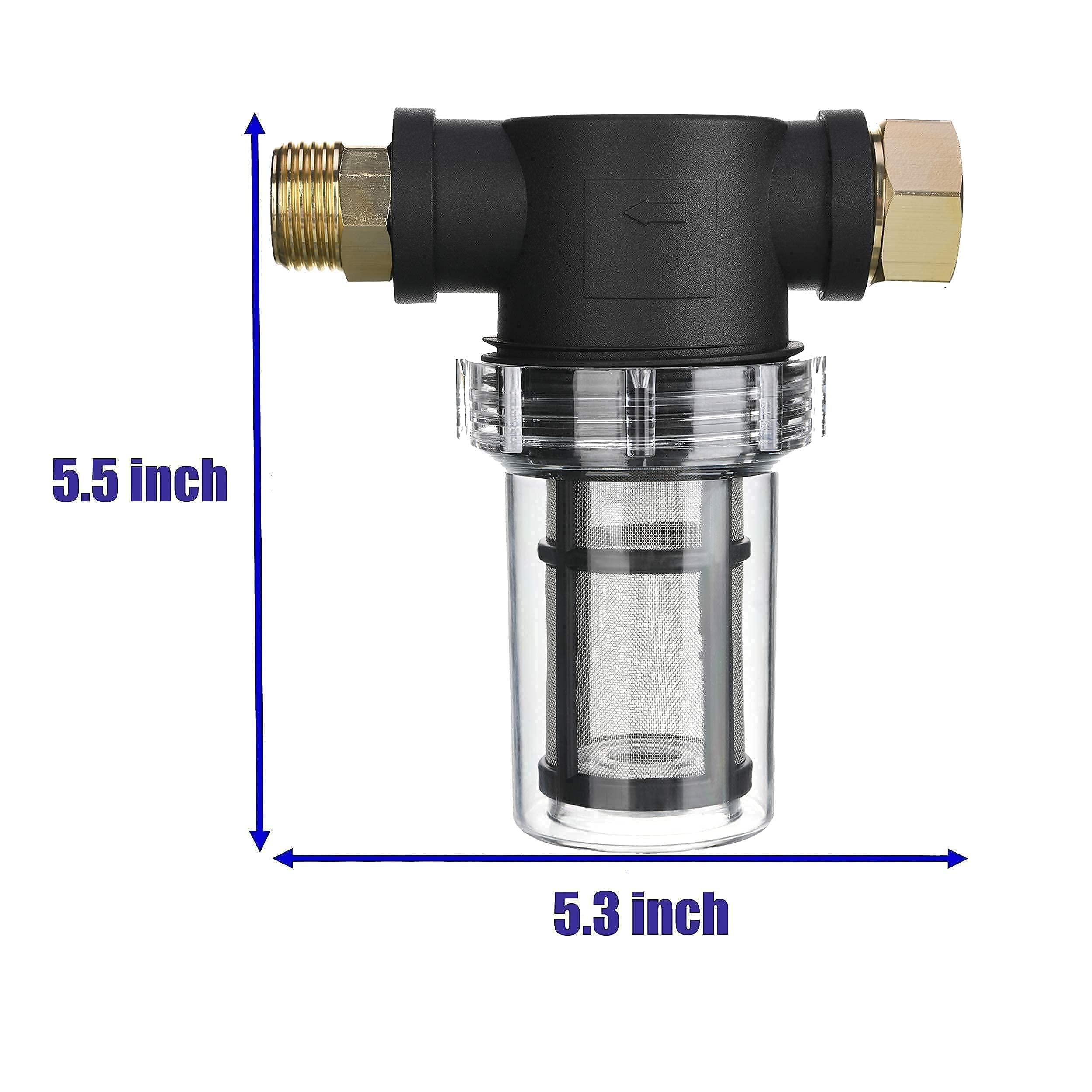 **Heavy Duty Brass Garden Hose Shut Off Valve with Filter - High Pressure Washer Inlet Water Control for Outdoor Cleaning, Gardening, and Car Washing**