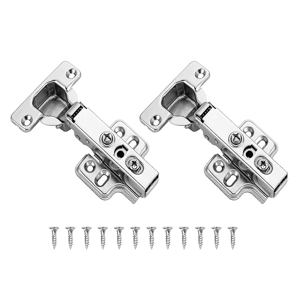 AJOMAN Soft Closing Cabinet Hinges - Full Overlay Frameless Kitchen Door Hinges with Hydraulic Damping (100 Degree, 2-Pack) - Includes Screws & Installation Guide - Perfect for Modern Kitchen Cabinet Upgrades & DIY Home Improvement Projects