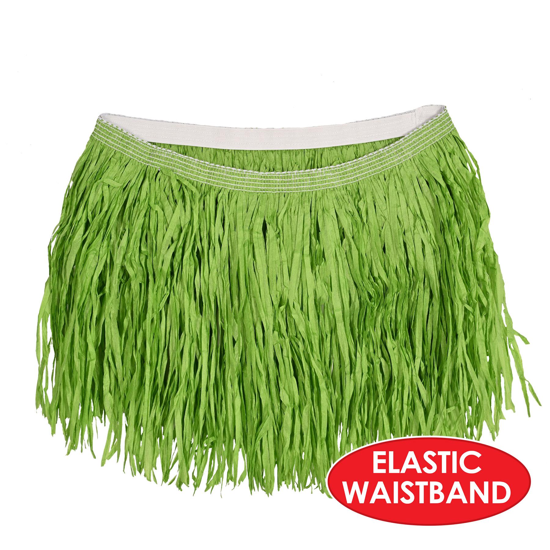 12 Pack Beistle Luau Party Adult Mini Hula Skirt - Tropical Green Grass Skirts for Hawaiian Themed Parties, Costumes & Beach Events
