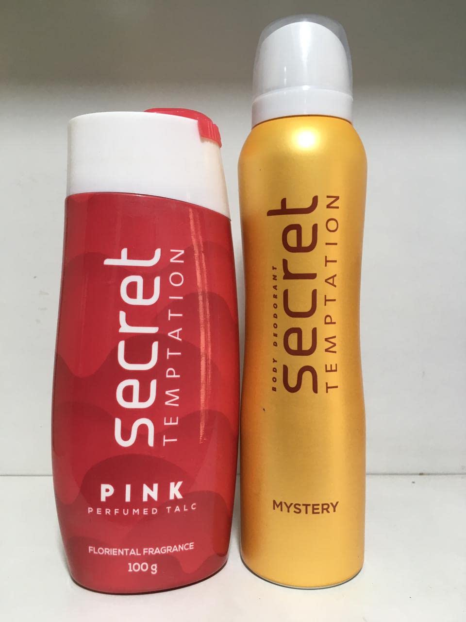 Secrett Temptation Pink Talcum Powder 100g & Mystery Deodorant 150ml Set for Women - 2-Piece Feminine Care Combo for Daily Freshness & Soft Skin
