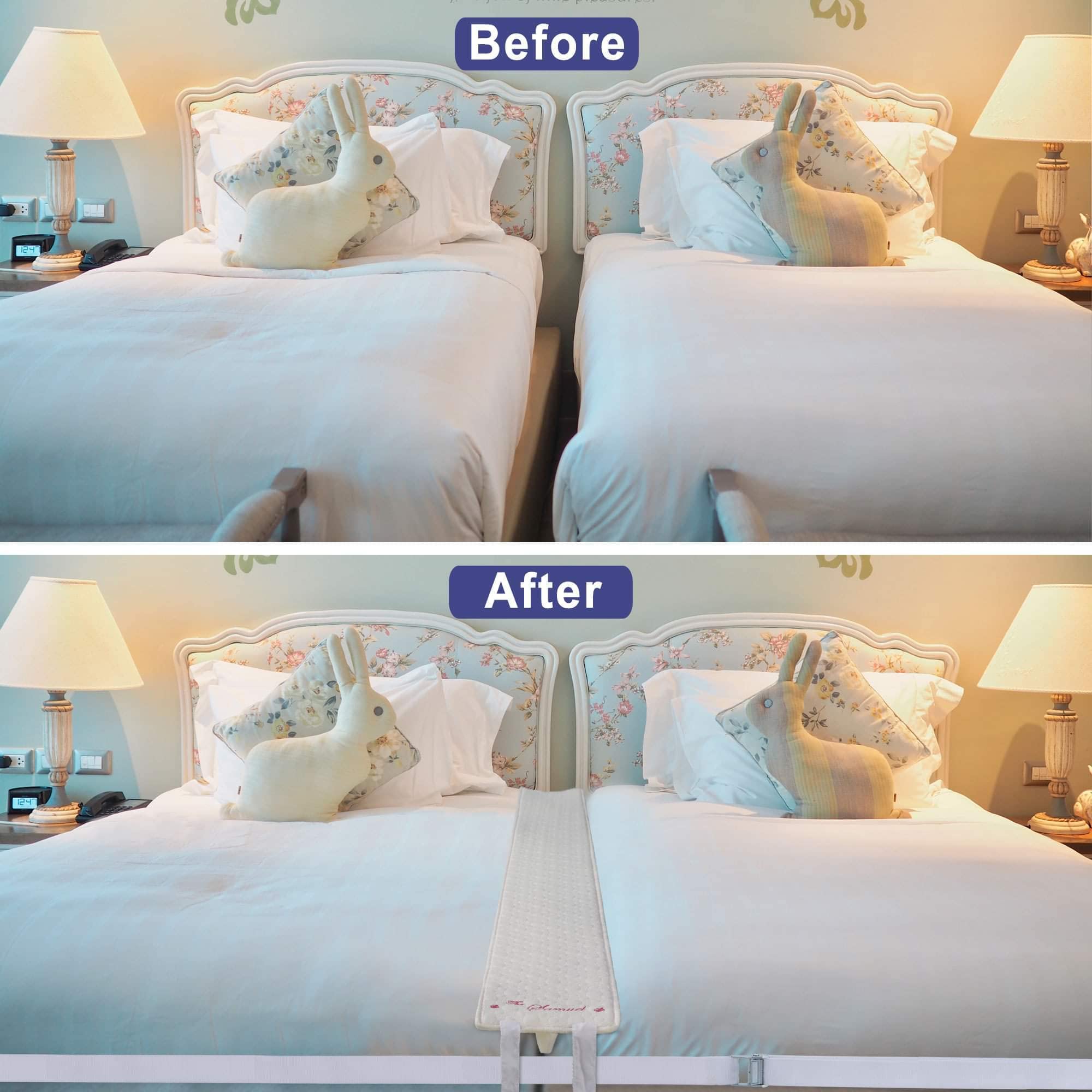 **XL Pink Samuel Bed Bridge - Twin to King Size Connector Kit with 4 Sheet Straps & Clips | 10-Inch Wide Bed Gap Filler | California XL Mattress Topper & Guest Accessories | Twin Size Mattress Cover | Perfect for Guest Beds, Dorm Rooms & Home Comfort**