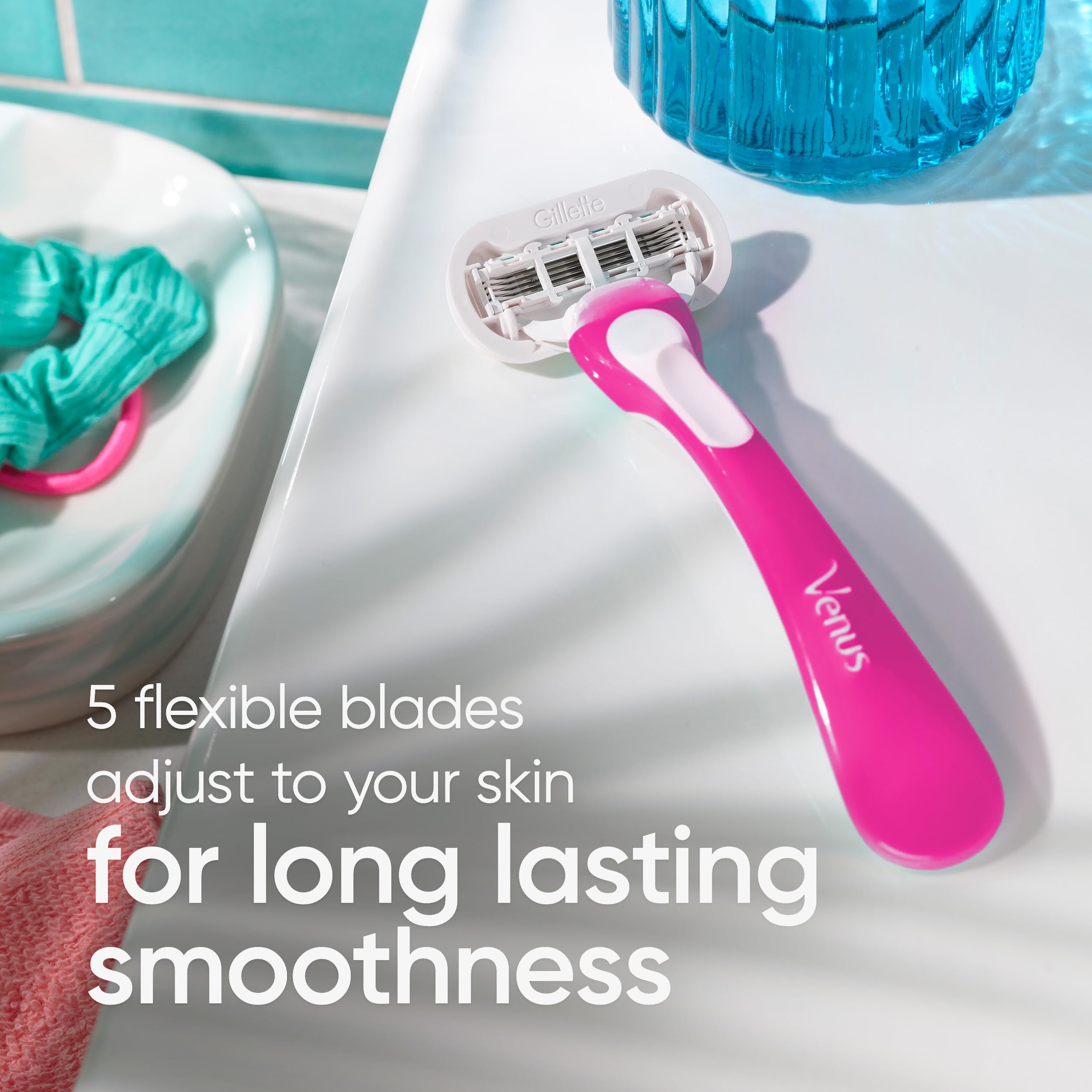 Gillette Venus Razors for Women - 5-Blade Disposable Razors with Moisture Ribbon for Extra Smooth Shave & Skin Protection (Pack of 3) | Perfect for Travel, Gym & Everyday Use
