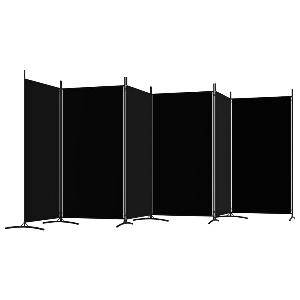 BaraSh 6-Panel Black Fabric Room Divider Screen - 204.7
