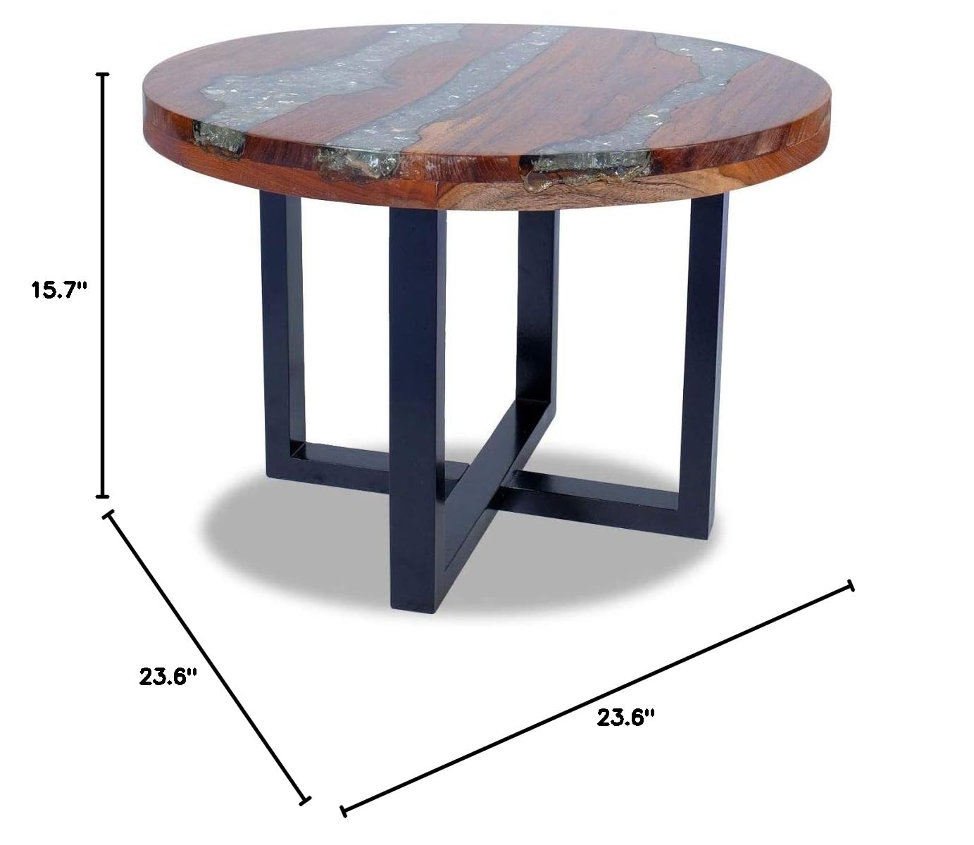 Handmade Rustic Teak Wood and Resin Coffee Table - Solid End Side Table for Living Room, Office & Home Decor | Perfect for Farmhouse, Boho & Modern Interior Styles