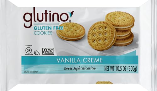 Glutino Gluten Free Vanilla Creme Cookies - 10.5 oz Pack | Delicious Dairy-Free Snacks for Parties, School Lunches & Celiac-Friendly Diets
