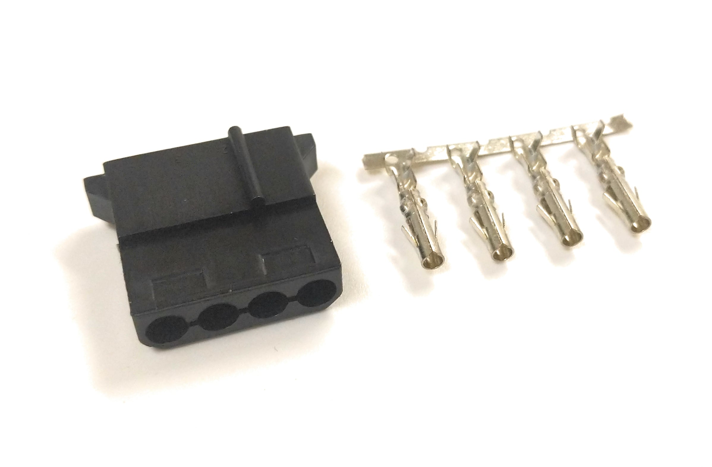 4 Pin Molex Male to Female Connector Housing (Black) - AMP MATE-N-LOK 1-480424-0 - for PC Power Supply, LED Strips & Computer Wiring