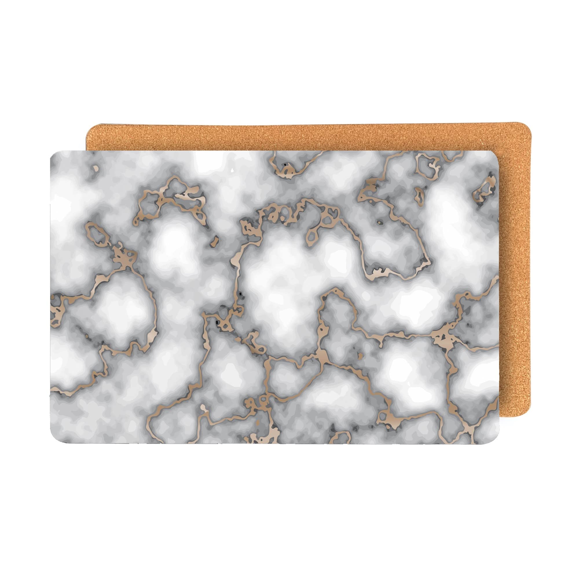 Elegant Smokey Gold Marble Cork Placemats Set of 2 - 12