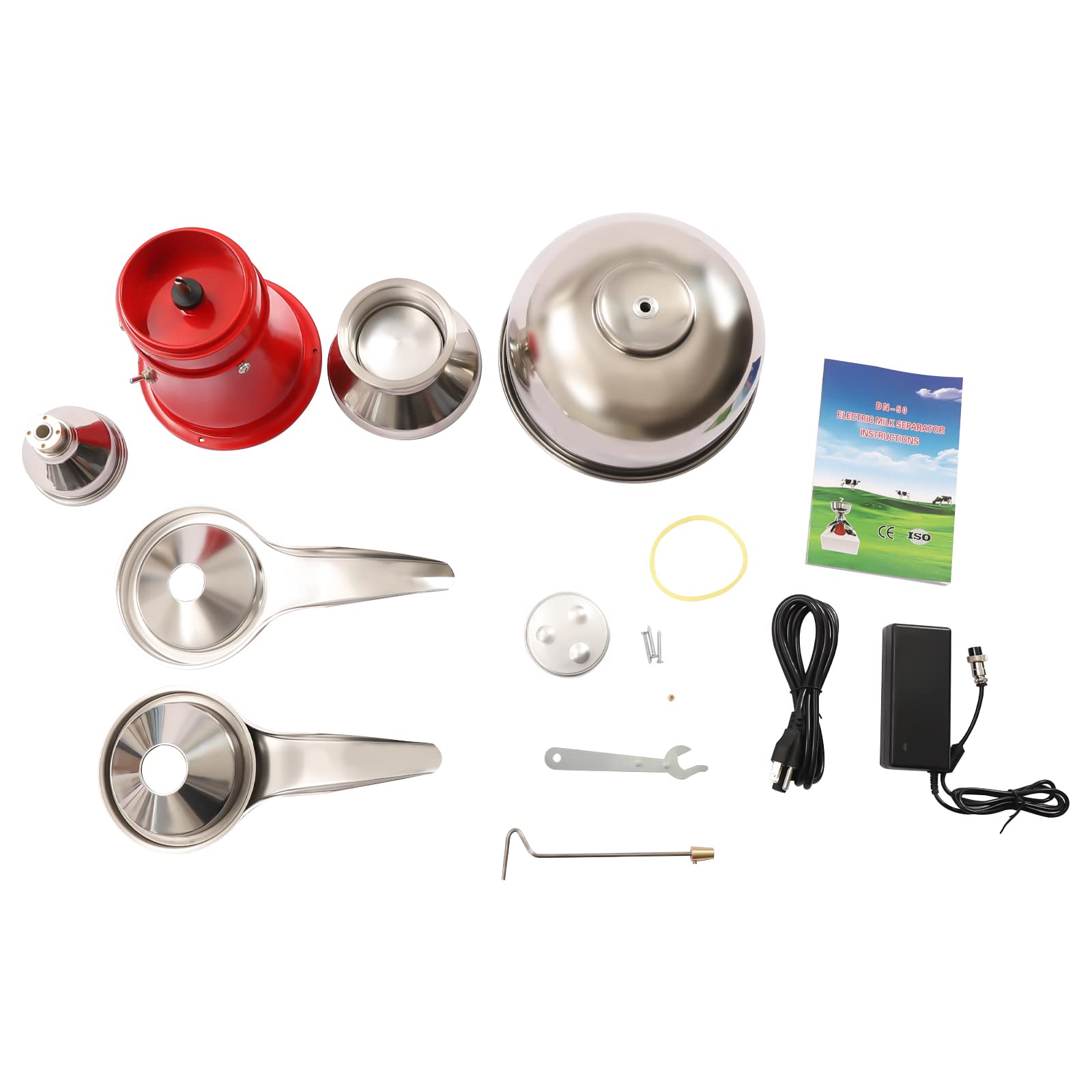 Electric Milk Cream Separator Machine - 13.2Gal/h, 10500RPM, Low Noise, Detachable All-Metal Design for Goat & Cow Milk - Make Cream, Butter & Milkshakes - Perfect for Dairy Farms, Homesteads & Small Businesses (Red)
