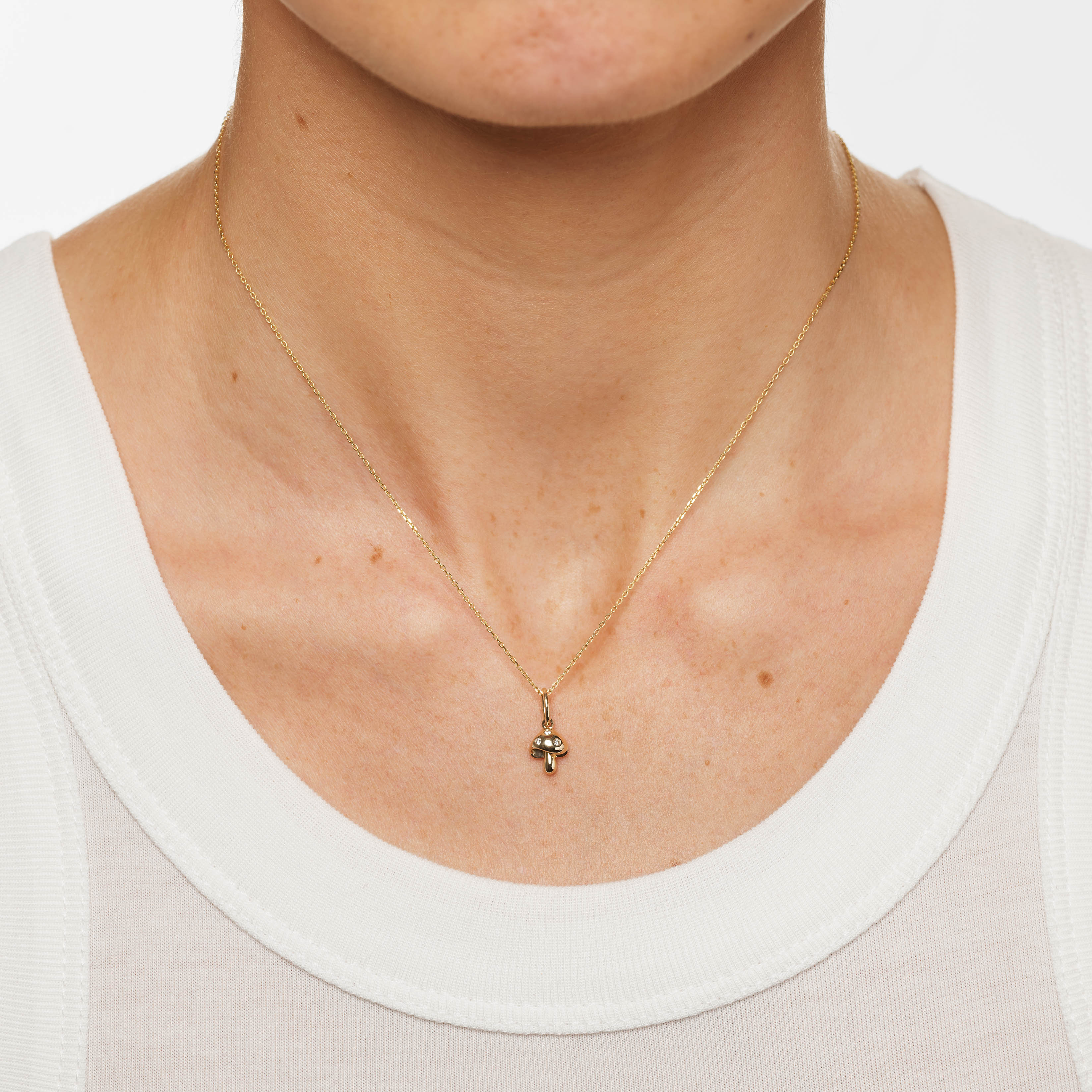 10k Gold Spotted Mushroom Pendant Necklace - Elegant Nature-Inspired Jewelry for Women, Perfect for Daily Wear, Gifts & Special Occasions
