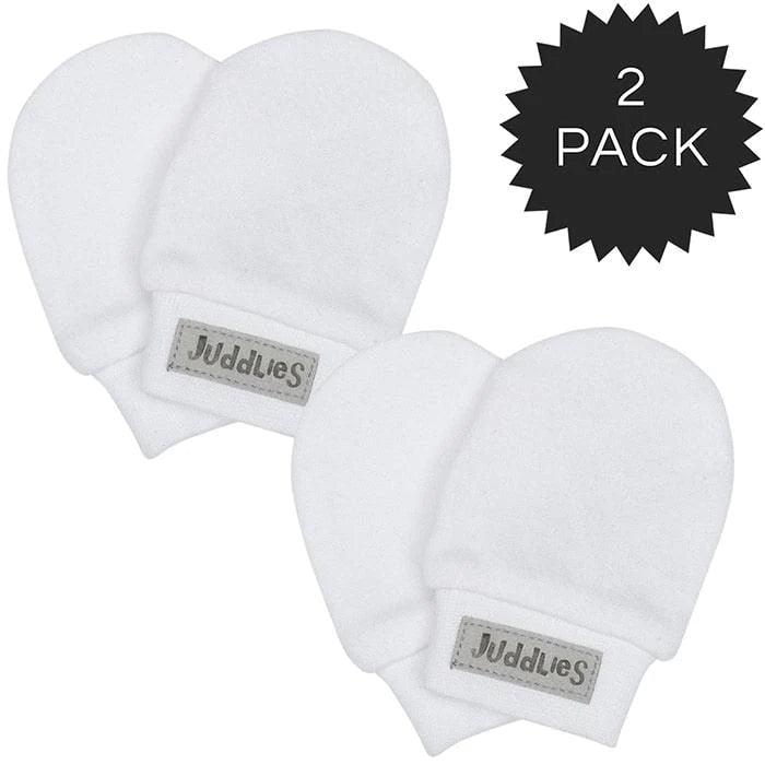 Organic Baby Scratch Mittens - 2 Pairs Soft White Cotton Newborn Hand Protectors | Prevent Face Scratching | Perfect for Newborns, Infants & Sensitive Skin | Juddlies Designs Essentials Collection    Use Cases: Ideal for newborn care, protecting delicate skin from accidental scratches during sleep or playtime. Great baby shower gift for expecting parents.