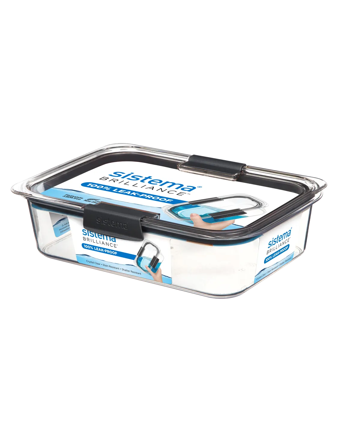 Sistema Brilliance Leak Proof Food Storage Containers - Airtight BPA-Free Kitchen Organizers for Meal Prep, Leftovers & On-the-Go Lunches