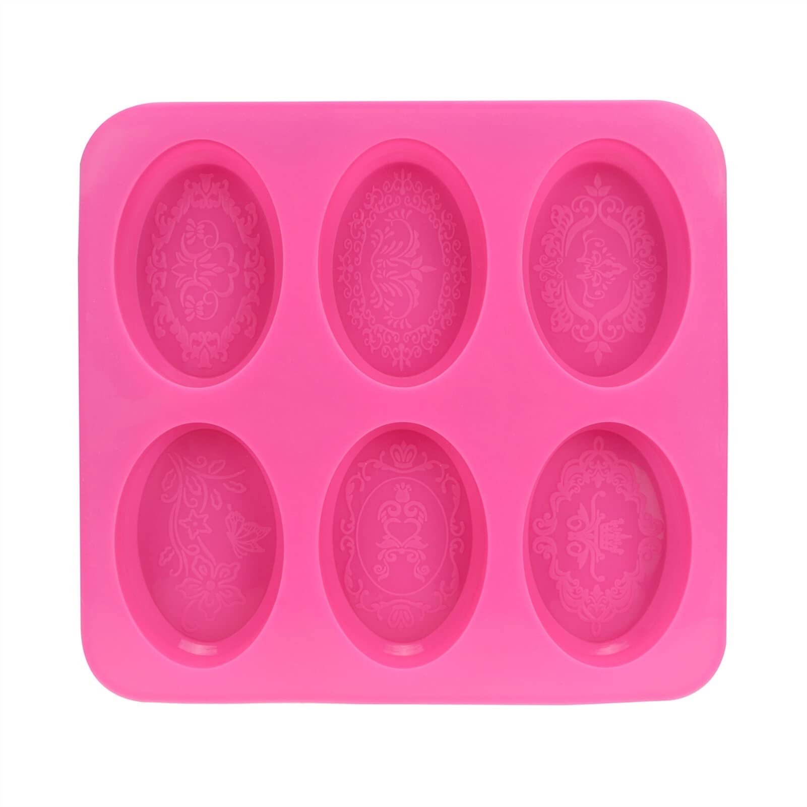 ONGHAHYIS 6-Cavity Oval Silicone Soap Molds with Lace Design - Easy Release DIY Soap Making Molds for Handmade Soaps, Candles & Bath Bombs - Perfect for Gifts, Weddings & Home Spa (Color: 01)