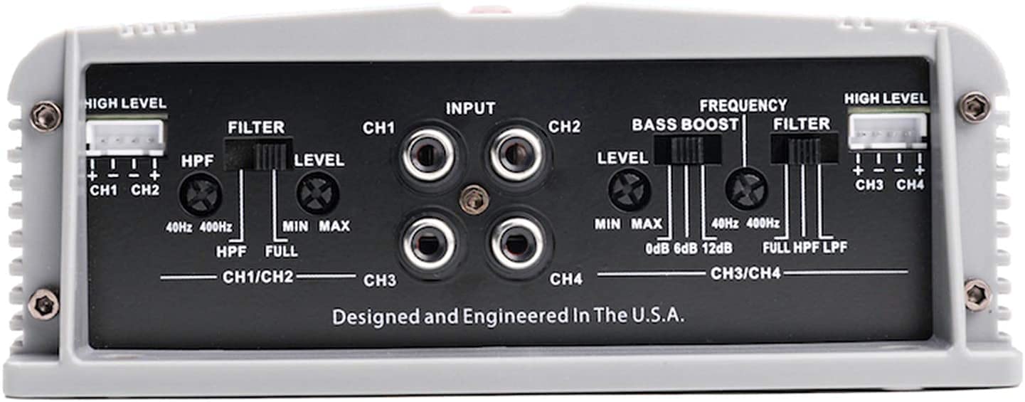 Crunch SA-2100.4 Smash Series 2100W 4-Channel Class AB Car Amplifier - High Power Audio System for Subwoofers & Speakers with Phone Holder - Perfect for Car Audio Upgrades & Bass Enhancement