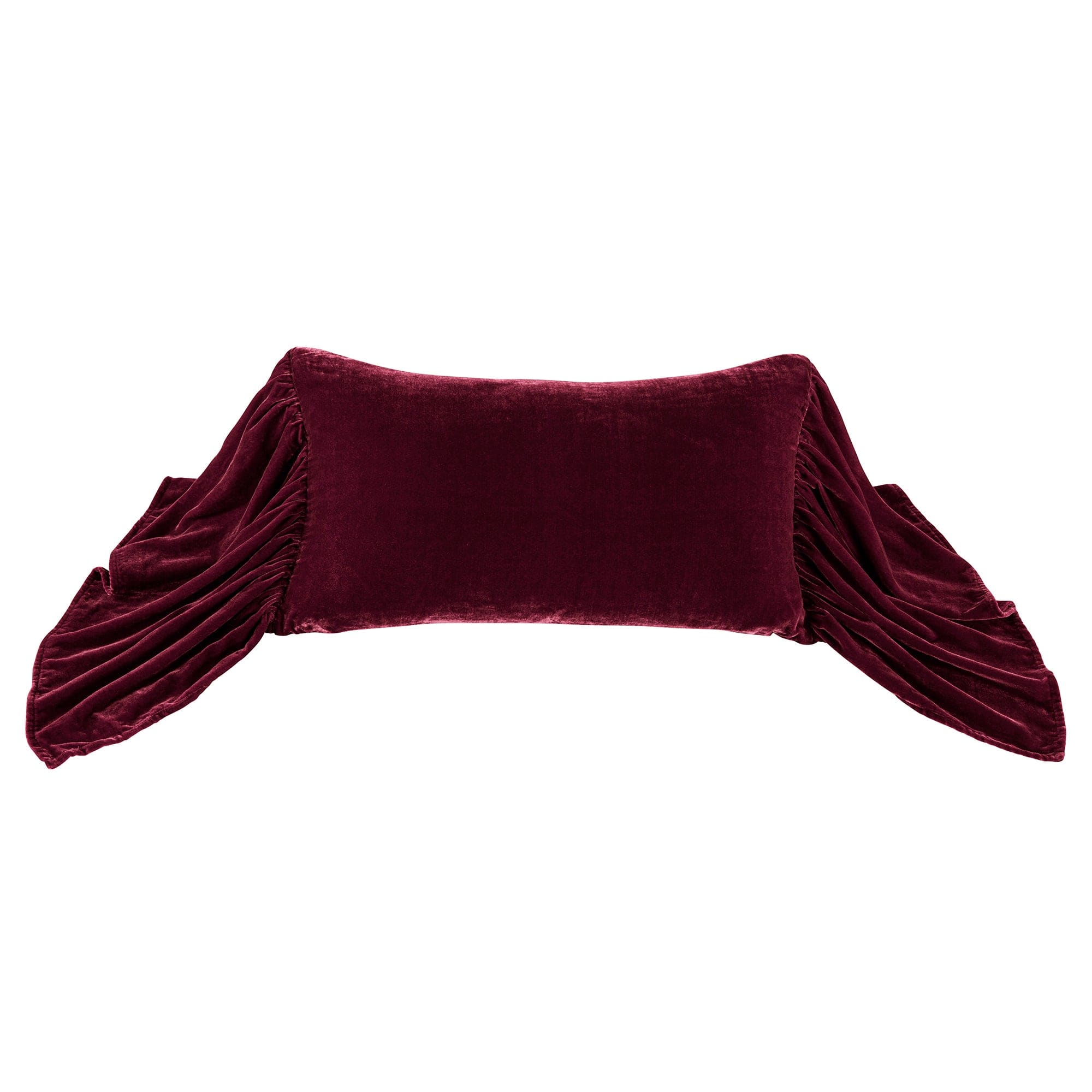 Luxury Stella Faux Silk Velvet Long Ruffled Pillow - Elegant Home Decor for Sofa, Bed & Living Room - Soft Decorative Throw Pillow for Modern Interior Design