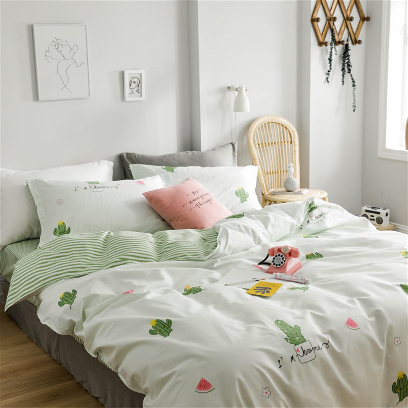 100% Pure Cotton 4-Piece Girls Bedding Set - Reversible Duvet Cover with Zipper, Ultra Soft & Breathable - Perfect for Baby, Teen & Adult Bedrooms - Ideal Gift for Birthday, Christmas & Home Decor