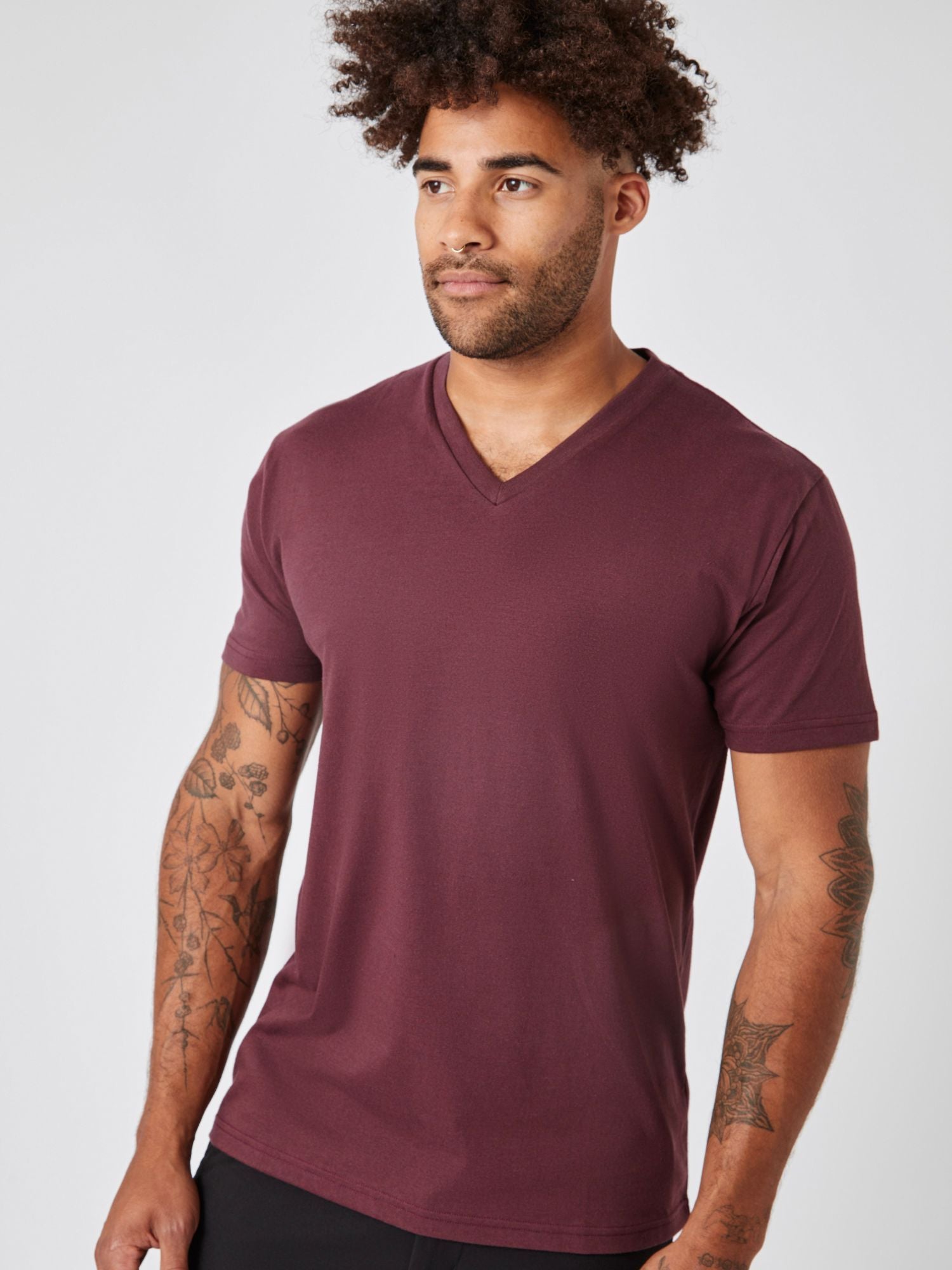Final Sale - Stylish Red V-Neck Port T-Shirt for Women | Casual Wear, Layering & Everyday Outfits