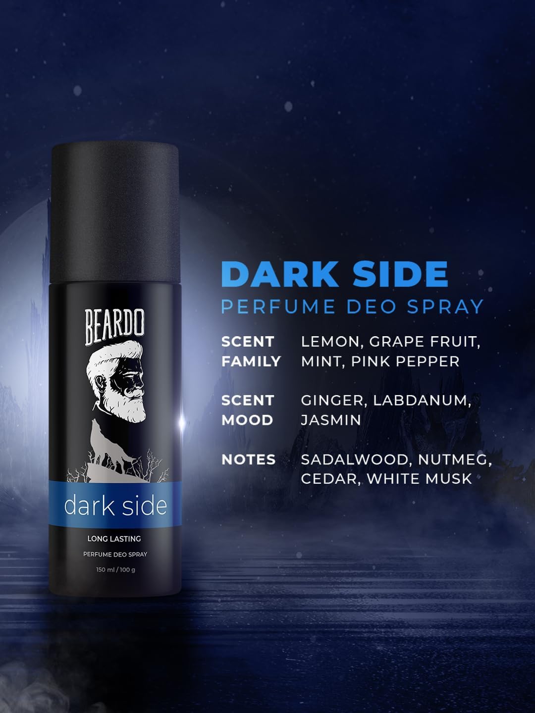 Beardo Dark Side Deo 150ml - Spicy & Woody Scented Men's Deodorant & Body Spray | Long Lasting Fragrance for Daily Use | Perfect Christmas Gift for Men, Friends & Boyfriends | Gym, Office & Date Night Essential
