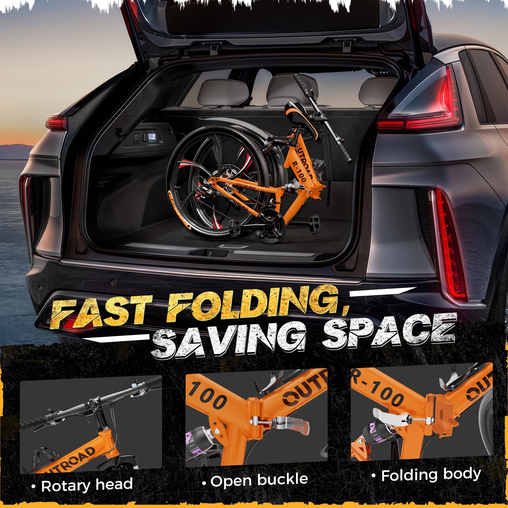 26 Inch Adult Folding Mountain Bike - 21 Speed Foldable Bicycle with Full Suspension & Dual Disc Brakes | High Carbon Steel Frame | Compact Folding Design for Men, Women & Teens | Perfect for Commuting, Trail Riding & Urban Adventures