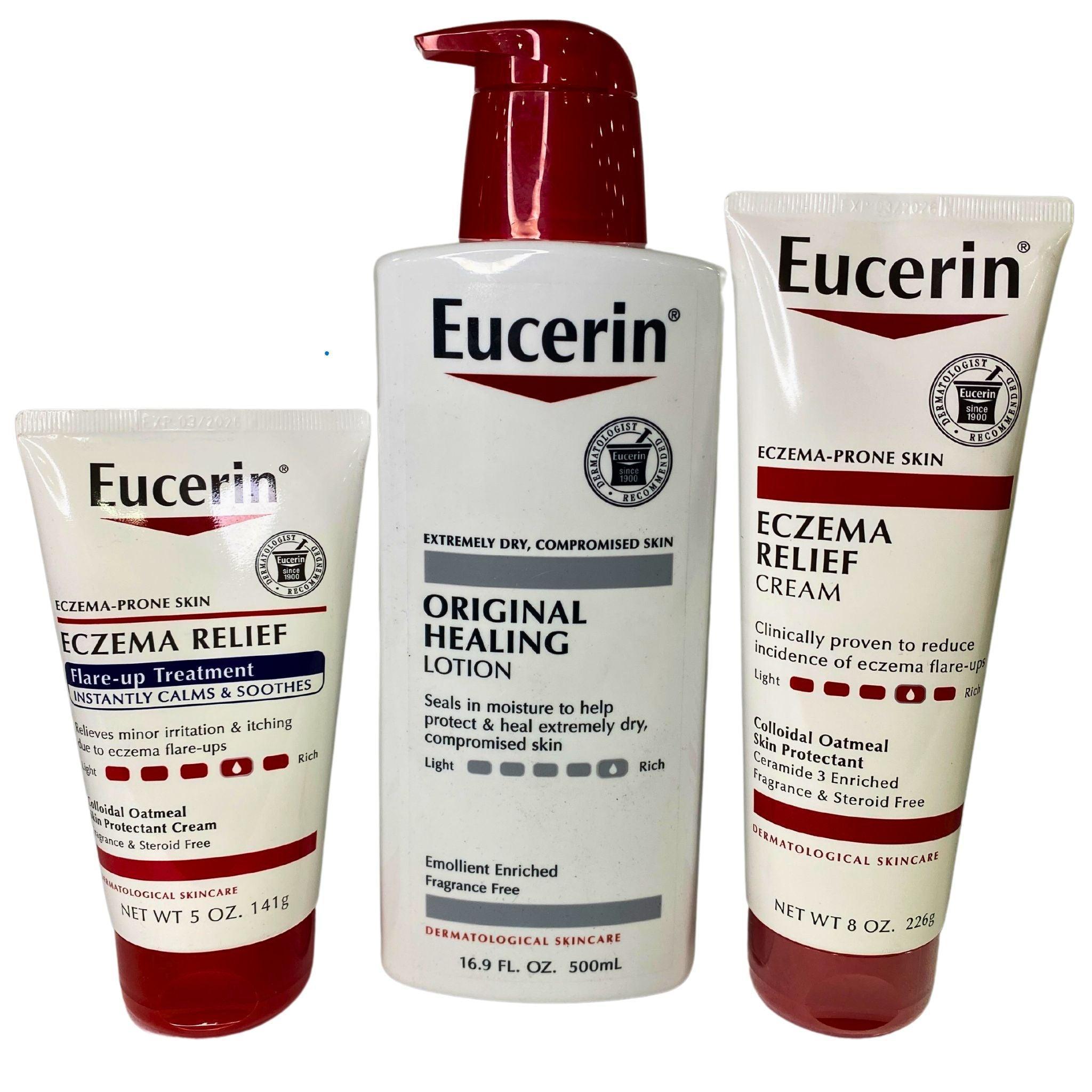 Eucerin Skincare Set - 36 Pcs Bundle for Dry & Sensitive Skin | Daily Moisturizing Lotion & Body Cream | Perfect for Home, Travel & Gift Giving