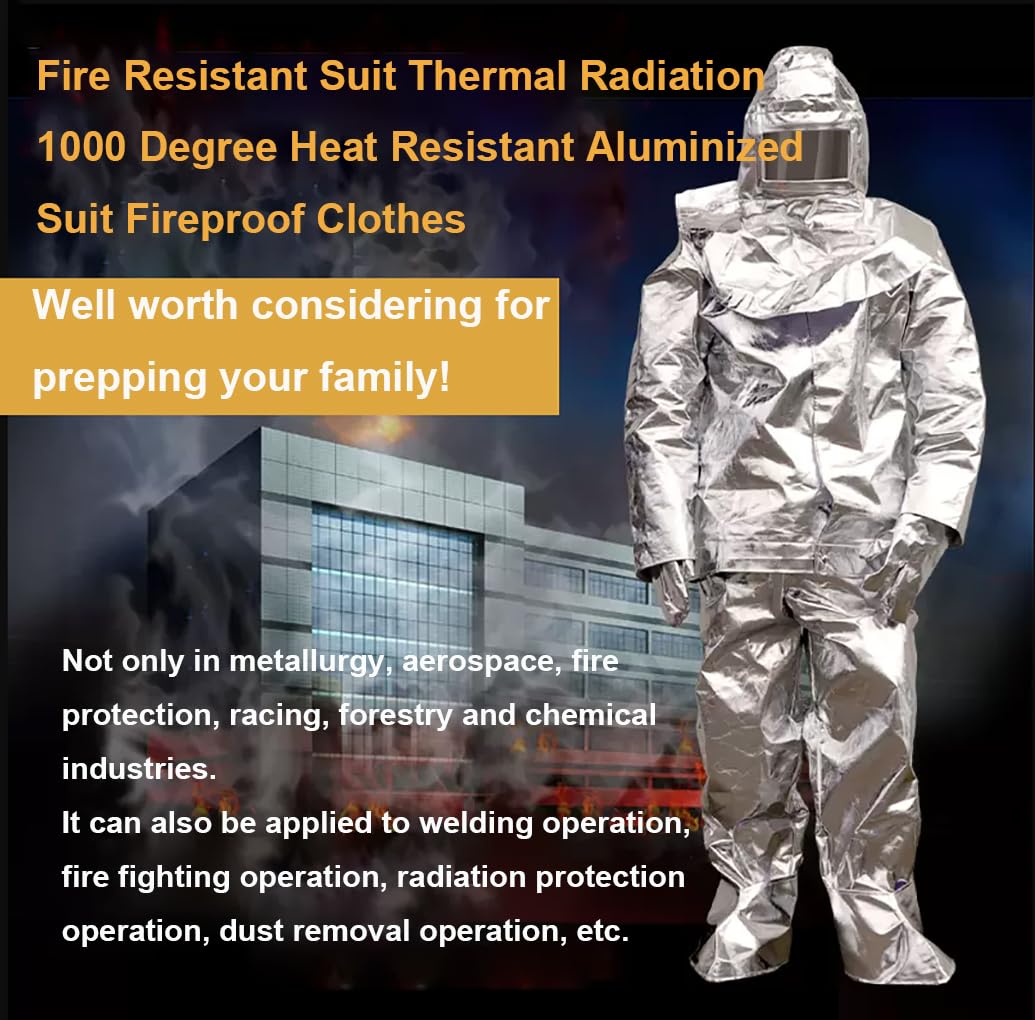 1000°F Fire Resistant Suit - Aluminized Heat & Thermal Radiation Protection - Fireproof Safety Clothing for Welding, Firefighting & Industrial Work