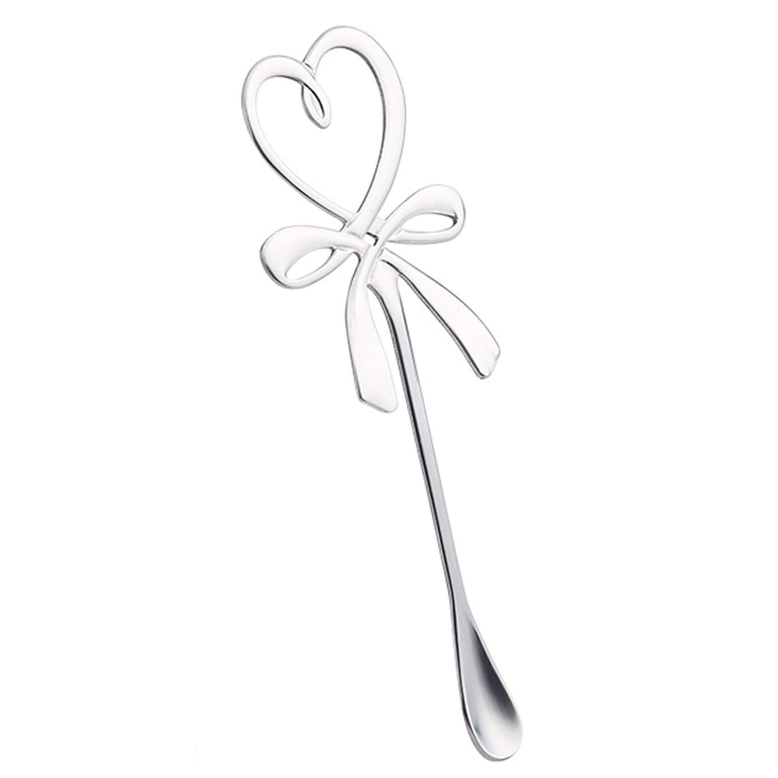 Stainless Steel Love Bow Coffee Stirring Spoon - Elegant Coffee Scoop for Espresso, Latte & Tea | Perfect Wedding, Banquet & Home Decor Gift (Silver)
