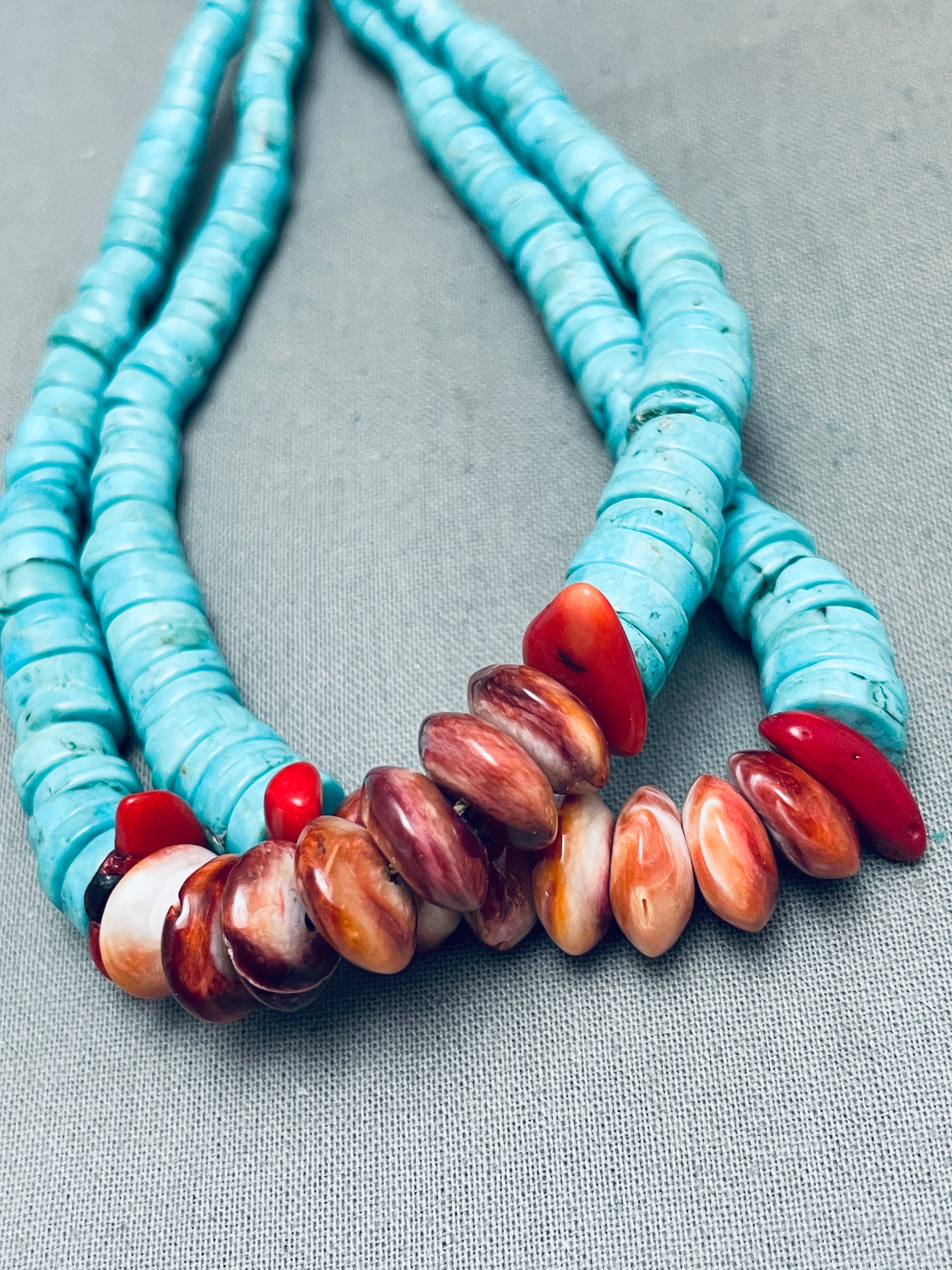 143 Grams Vintage Santo Domingo Turquoise Shell Jacla Necklace