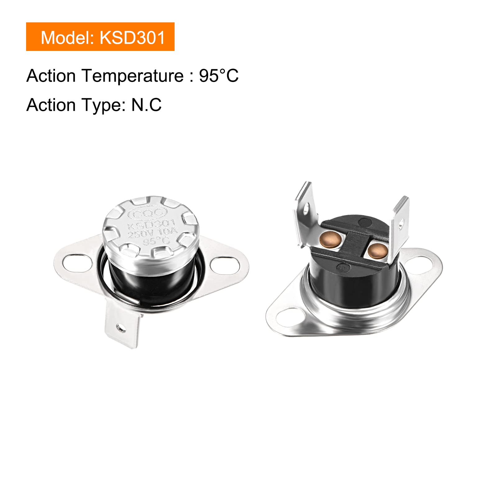 KSD301 95°C NC Thermostat Temperature Control Switch - Normally Closed, 90°C Angle, 2-Pack | for Microwave Ovens & Refrigerators | Home Appliance Repair & DIY Projects