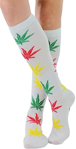 Single: White W/ Rasta Colored Leaves