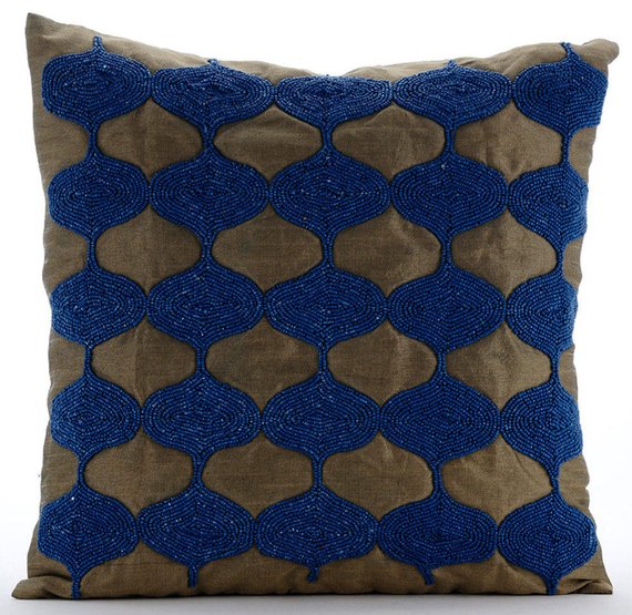 Between The Clouds Blue Art Silk Throw Pillow Cover - Elegant Home Decor for Living Room, Bedroom & Sofa - Soft & Luxurious Cushion Cover for Modern Interior Design