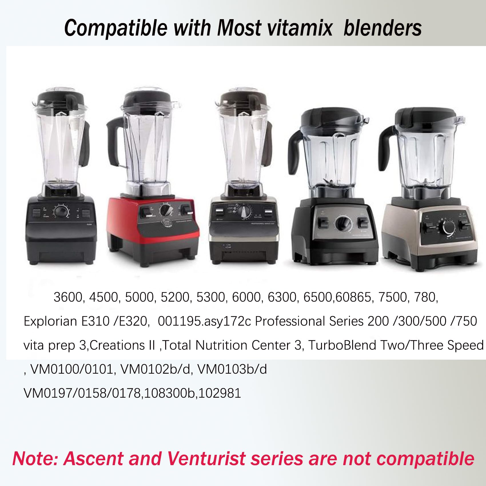 Vitamix Blender Pitcher Replacement - Clear 64oz Container Compatible with Vitamix C-Series E310, VM0101, VM102B Pro 300, 15856, 5000, 5200, 001195, 6300 Models - 3 Year Warranty - Perfect for Smoothies, Soups, Nut Butters & Food Prep