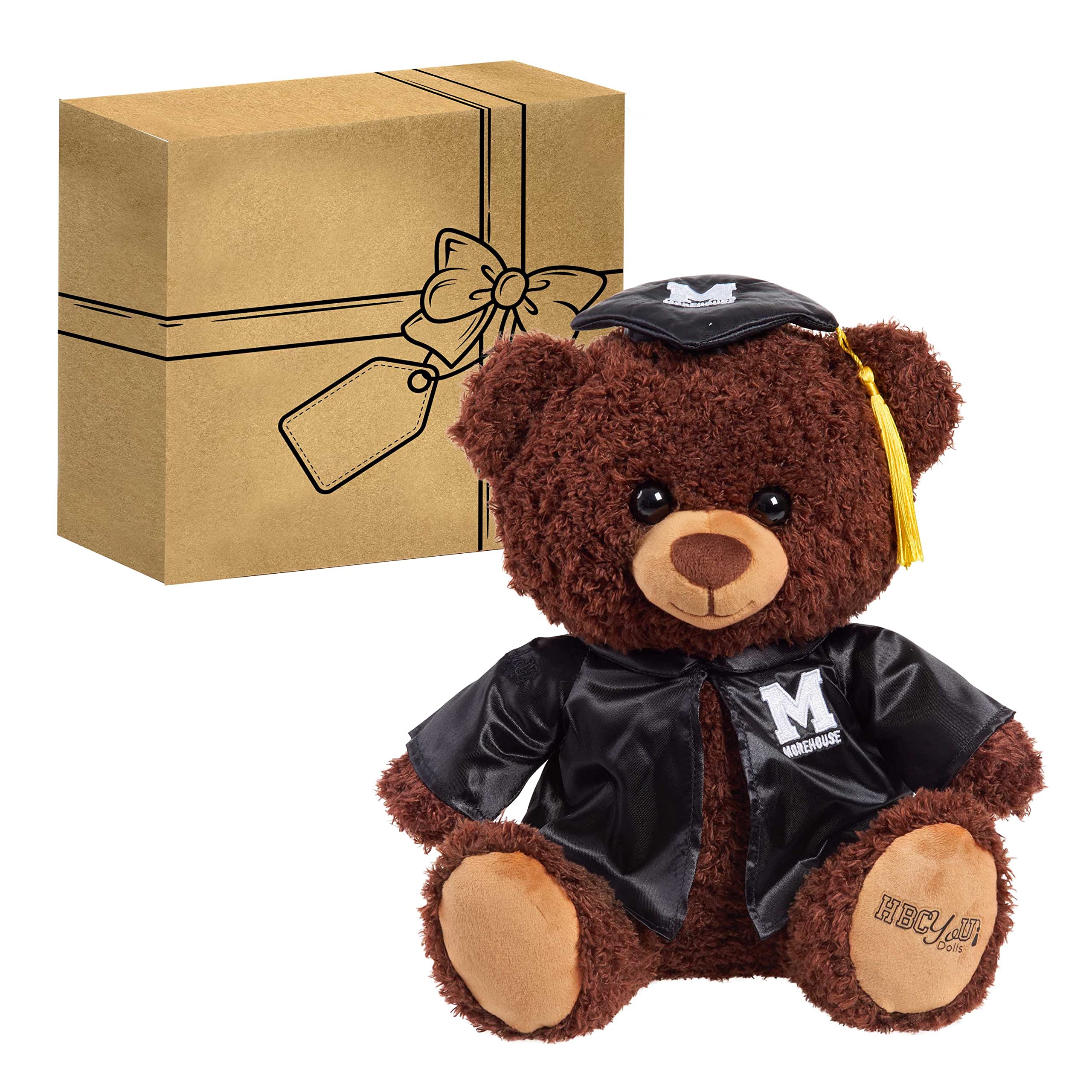 Just Play Purpose Toys HBCyoU Morehouse 10-inch Snuggly Graduate Teddy Bear - Soft Plush Graduation Gift for Kids Ages 3+, Perfect for Graduation Parties, School Celebrations & Nursery Decor