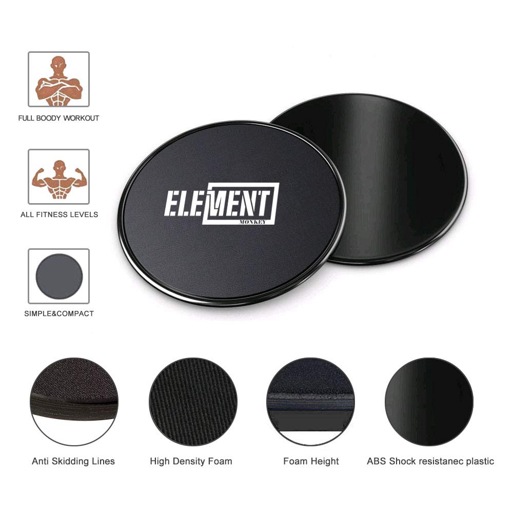 Core Strength Slides & 5 Resistance Loop Bands Set - Home Workout Equipment for Pilates, Yoga, CrossFit, Physical Therapy | Perfect for Beachbody 80 Day Obsession, Stretching & Home Gym Training