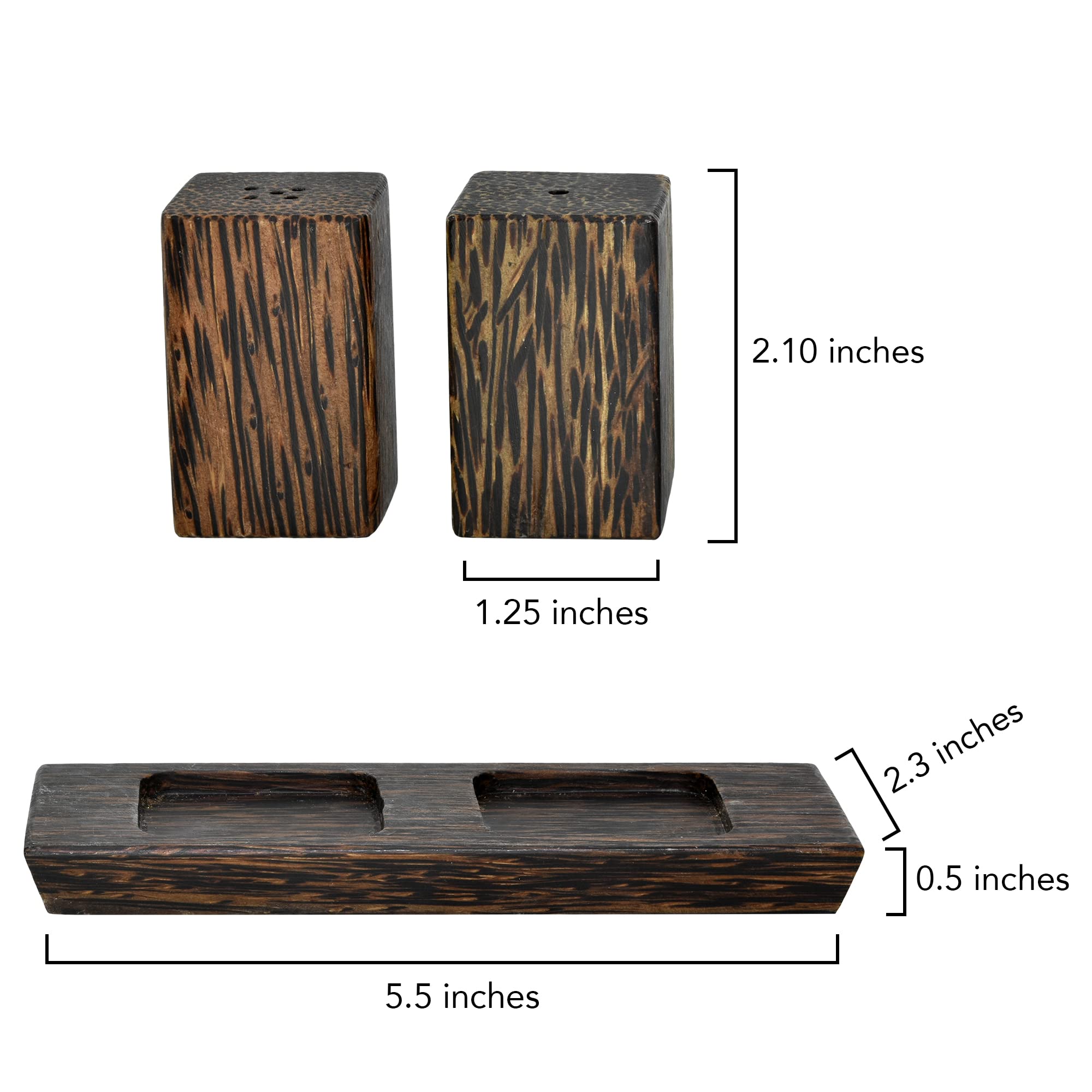 Premium Pepper & Spice Condiment Set - Natural Sugar Palm Wood Seasoning Containers with Lid | Kitchen Spice Organizer & Decorative Storage Jars | Perfect for Cooking, Baking, and Home Decor