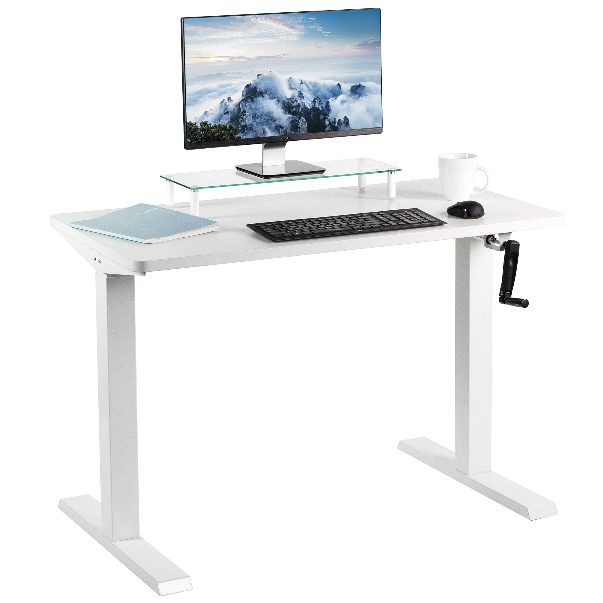 MB Series 43 x 24 Inches Manual Height Adjustable Standing Desk - Ergonomic Home Office Workstation for Computer, Writing & Studying