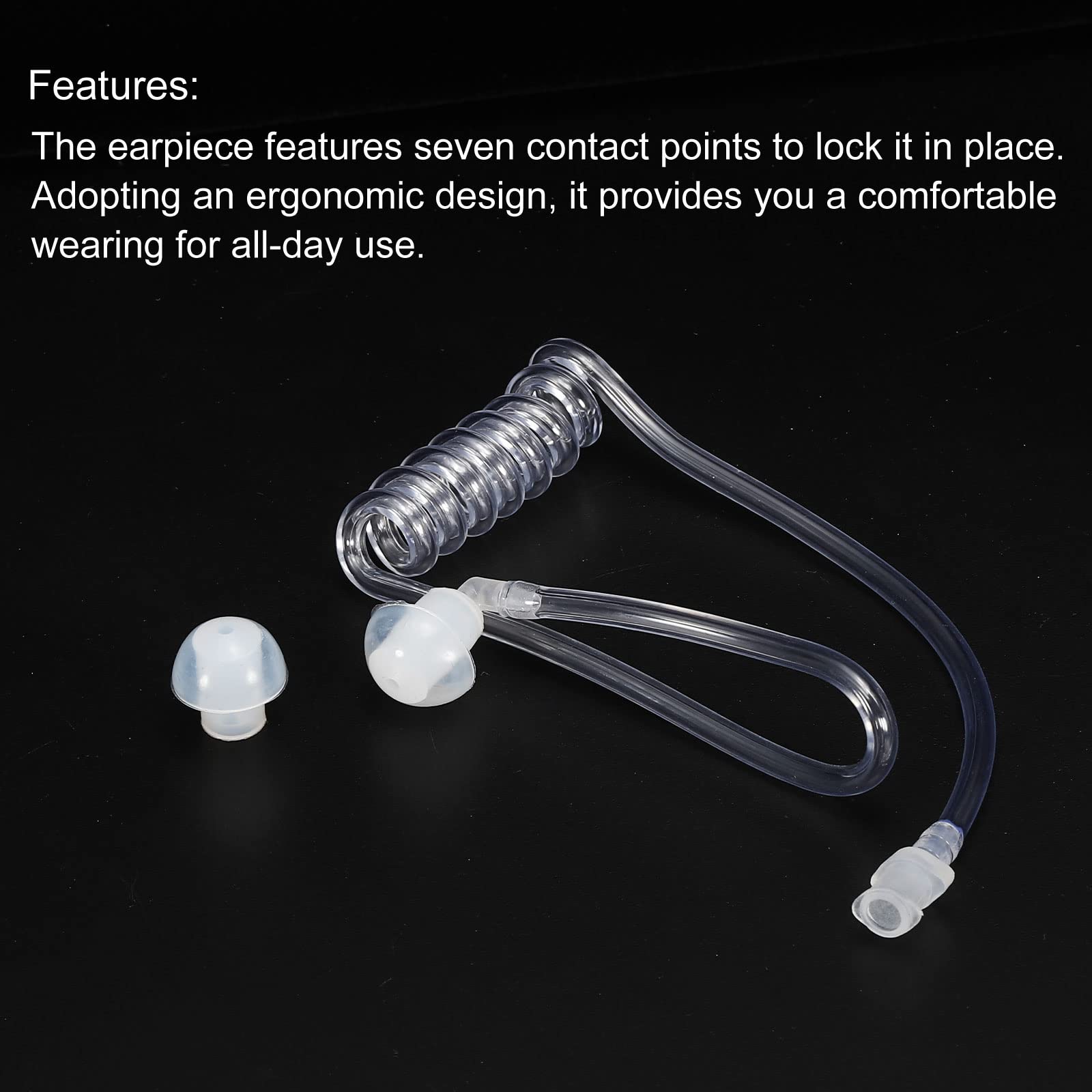 Clear Acoustic Tube for Two-Way Radio Earpiece & Headset - Replacement Coil Tube (4-Pack) | Durable Communication Accessories for Security, Construction & Event Staff