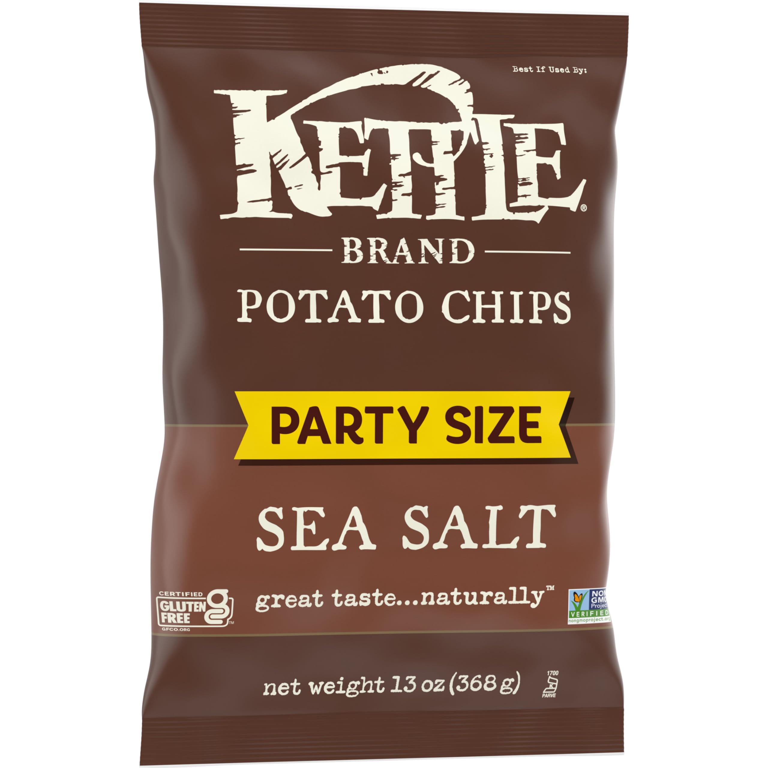 Kettle Brand Sea Salt Potato Chips 13oz - Crunchy Gluten-Free Snacks for Parties, Picnics & Movie Nights
