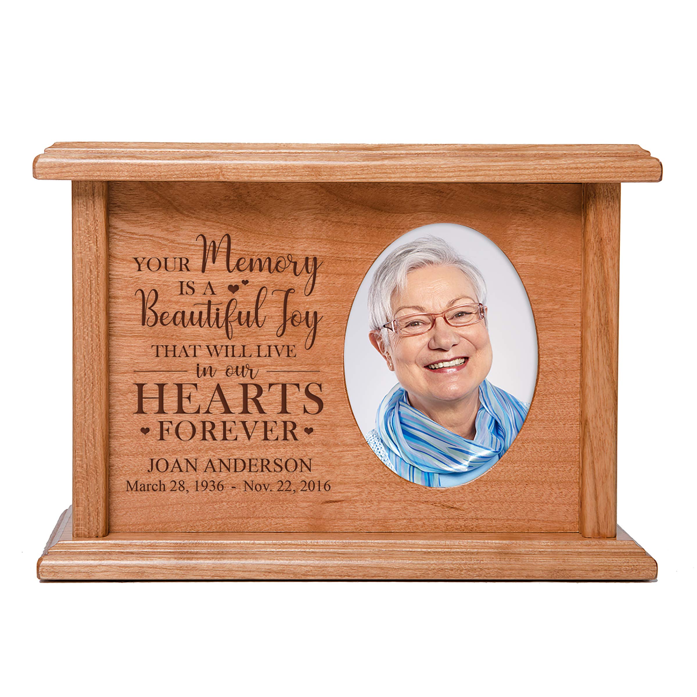 LifeSong Milestones Small Photo Urns - Elegant Wooden Keepsake Urns for Adult Ashes (Men & Women) - Sympathy Gifts for Loss of Loved One - Perfect for Home Memorials, Funeral Services & Cherished Keepsakes