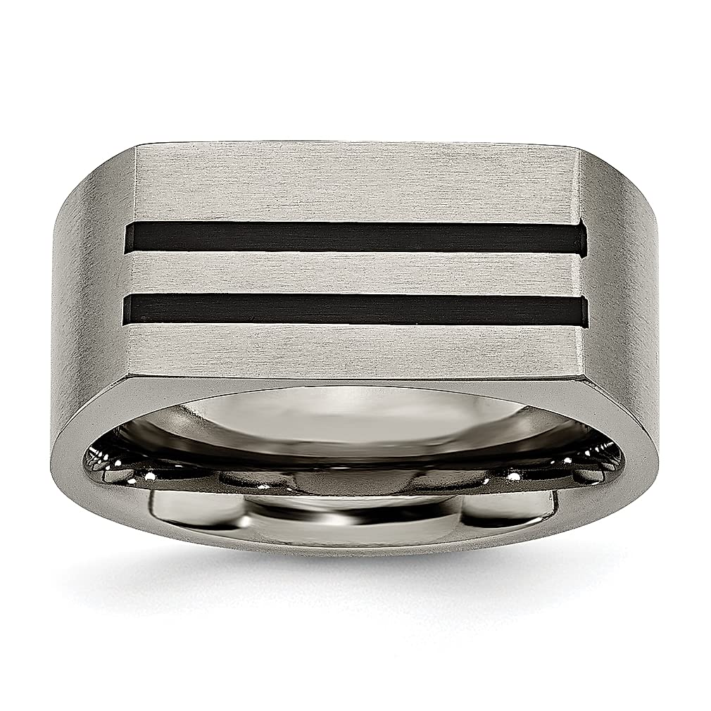 ICE CARATS Titanium Black Stripes 10mm Band Ring - Durable Men's Wedding Ring, Fashion Jewelry Gift for Husband, Dad, Boyfriend - Perfect for Anniversaries, Engagements & Special Occasions