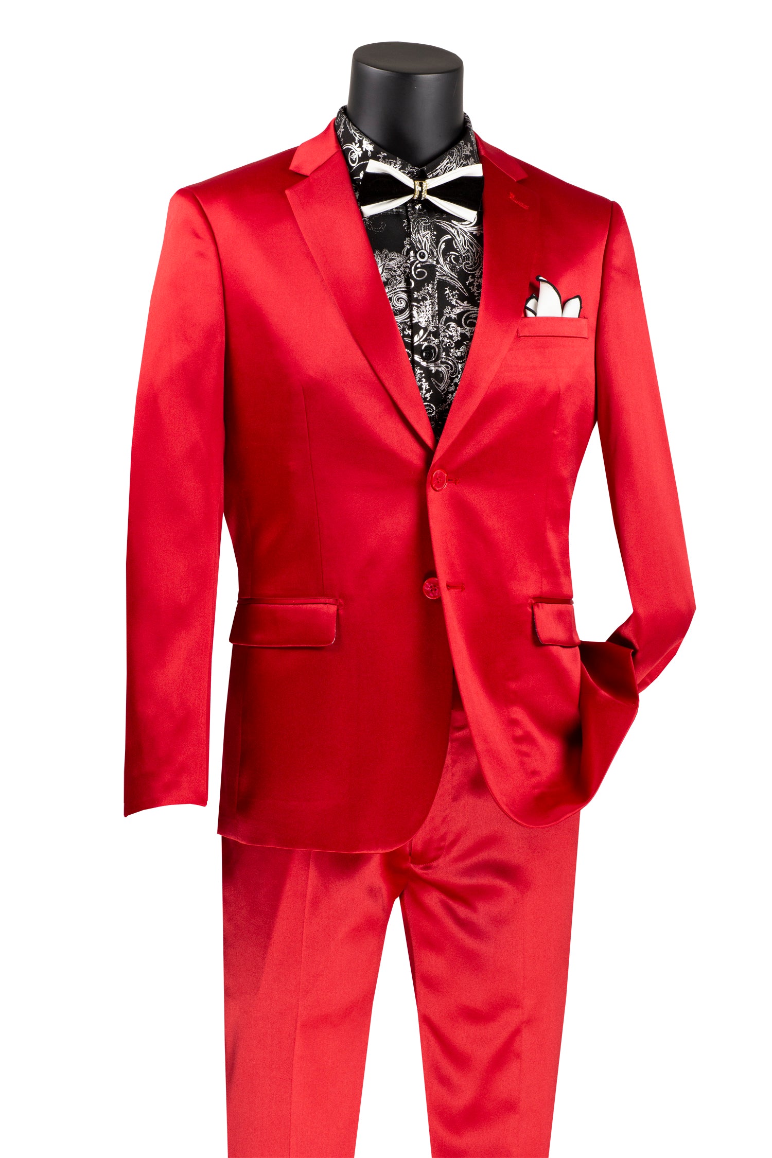 Elegant Prom Red Sateen Ultra Slim Fit 2-Button Suit Set for Men - Perfect for Prom Night, Weddings & Formal Events