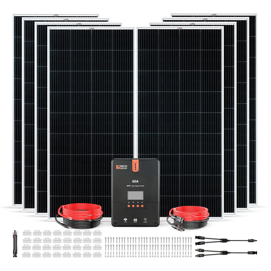 Rich Solar 1600 Watt Solar Panel Kit with Charge Controller - Complete Off-Grid Power Solution for Homes, RVs & Camping