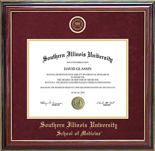 Southern Illinois University School of Medicine Diploma Frame - Premium Display for Graduation Diplomas, Certificates & Awards - Perfect for Office, Home or Study Room Decor