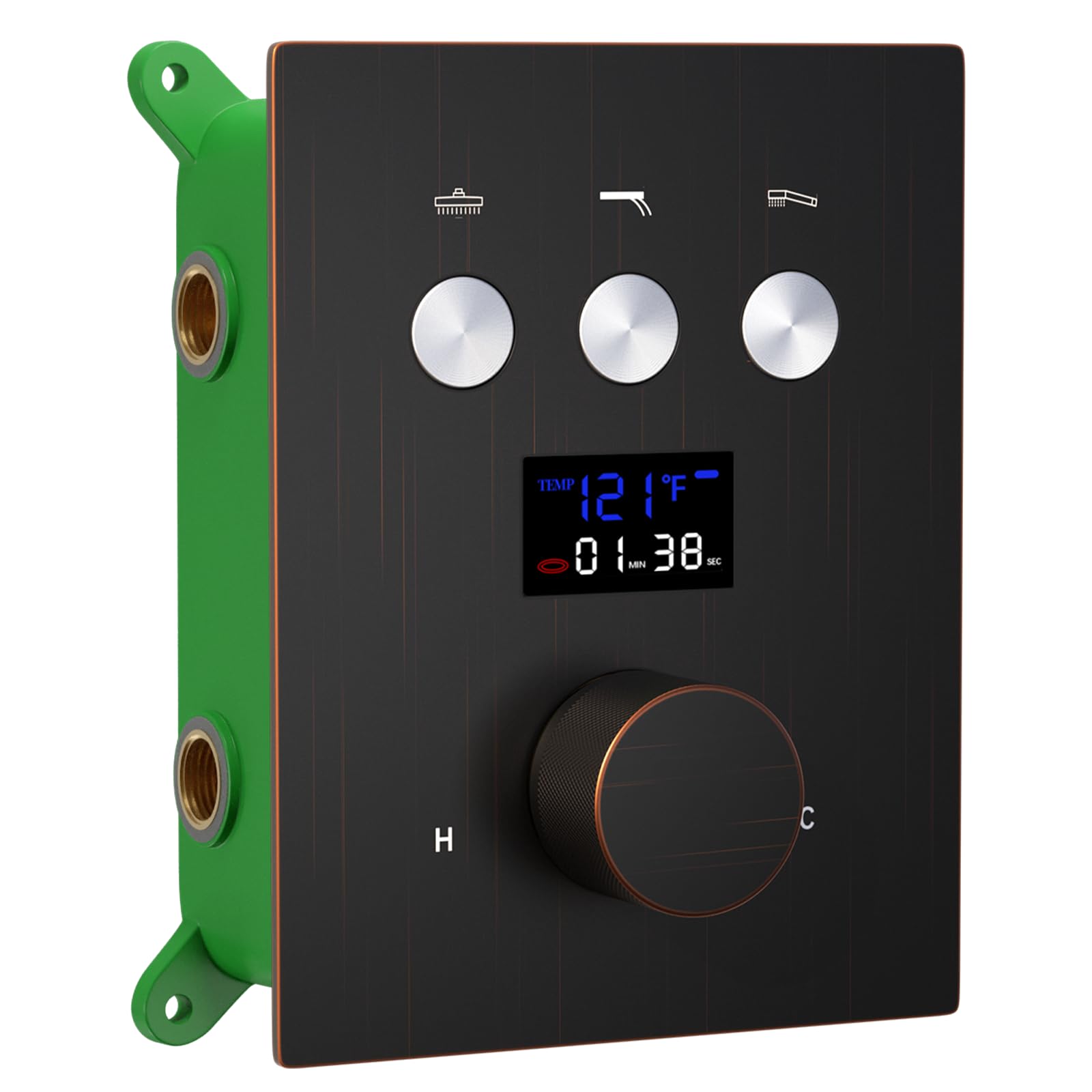 AYIVG Oil Rubbed Bronze 3-Way Thermostatic Shower Diverter Valve with Temperature Display - Concealed Flow Control for Bathroom Shower System (Can Run Multiple Fixtures Simultaneously) - Perfect for Modern Bathroom Renovations and Luxury Shower Installations