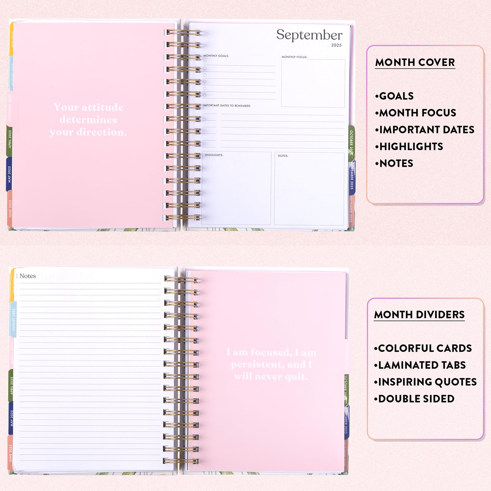 2024-2025 Eccolo Spiral Planner - 18-Month Weekly & Monthly Agenda with Floral Design, Stickers & Inspirational Quotes (7.75