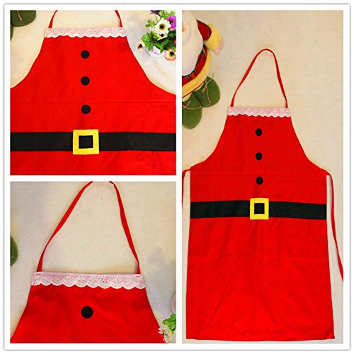 Festive Santa Claus Christmas Apron - Red Holiday Cooking Apron for Family Baking & Christmas Party Fun - Perfect for Holiday Gatherings, Baking Cookies & Festive Celebrations