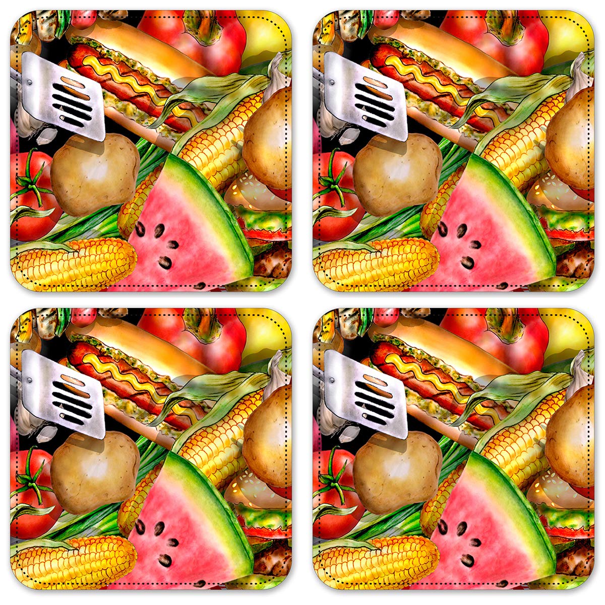 4-Pack Vinyl Drink Coasters for Hot & Cold Beverages - Waterproof & Durable Bar Accessories - Perfect for BBQ, Kitchen, Dining Table & Home Decor