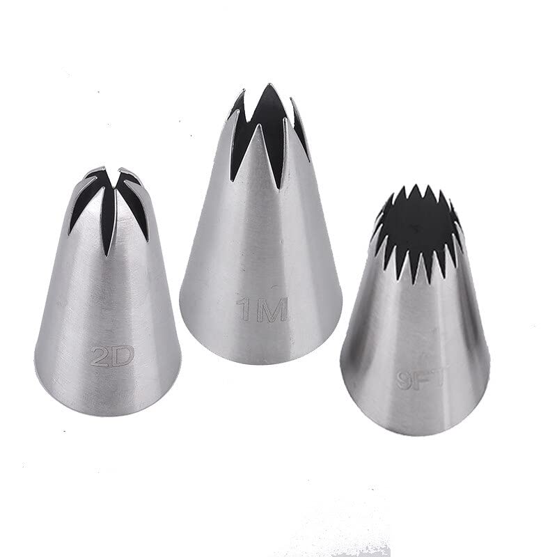 3PCS Drop Flower Piping Tips Set - 1M 2D 9FT Nozzles for Cream, Icing, Fondant - Rose Cake Decorating Tools for Baking, Pastry, Cupcakes & Wedding Cakes